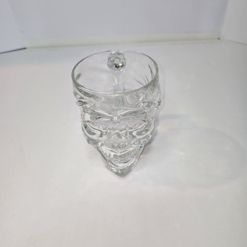 Luminarc Skull Glass Mug Clear Gothic Pirate Halloween Heavy Glass Beer Stein